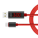 LED Display Voltage/Current Smartphone Micro USB Data Sync Cable Red 39inch