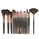 18pcs/Set Makeup Brush Fan-Shaped Coffee Tube Foundation Tool(Black Rod)
