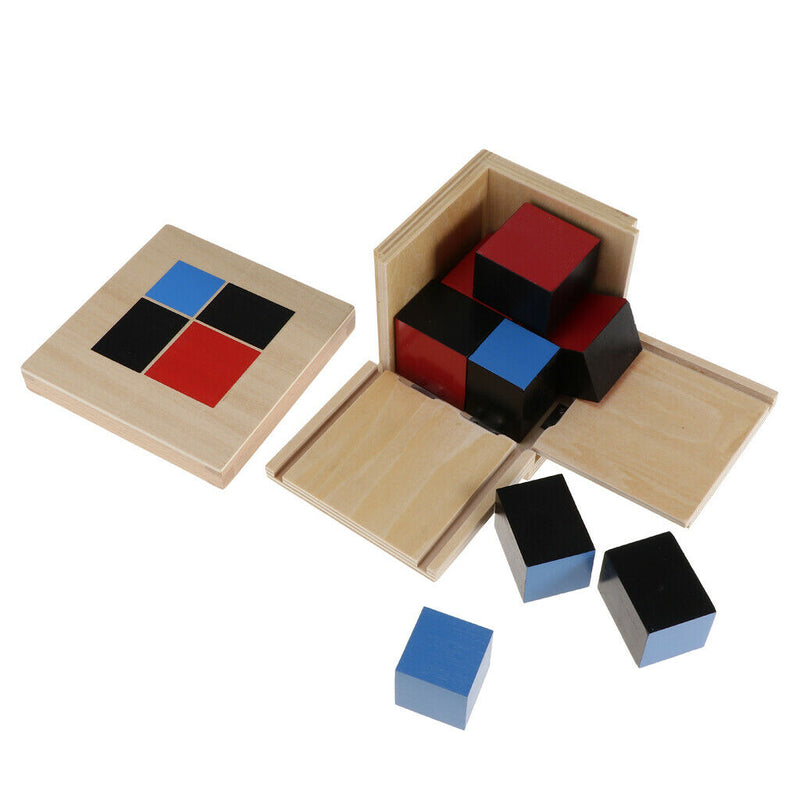 Wooden Binomial Cube Mathematics Material Early Educational Montessori Toys Kids