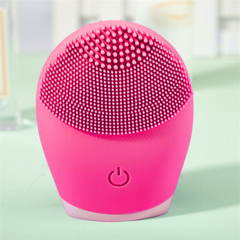 Silicone Facial Cleansing Brush Pore Removal Electric Body Massager (Red)