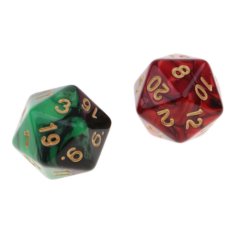 50pcs Six Sided D20 Polyhedral Dice with Double Colors & Numbers 16mm