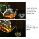 800ml Clear Glass Heat Resistant Teapot / Infuser Flower / Green Leaf Tea P