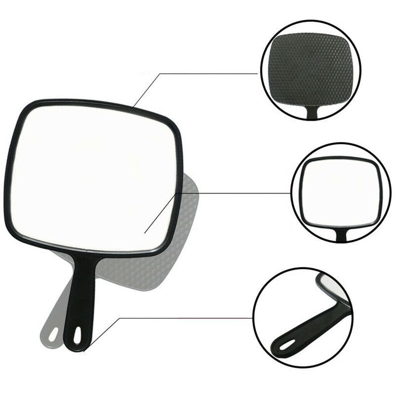 Portable Salon Barbers Hairdressers Handheld Mirror With Anti-Slip Handle