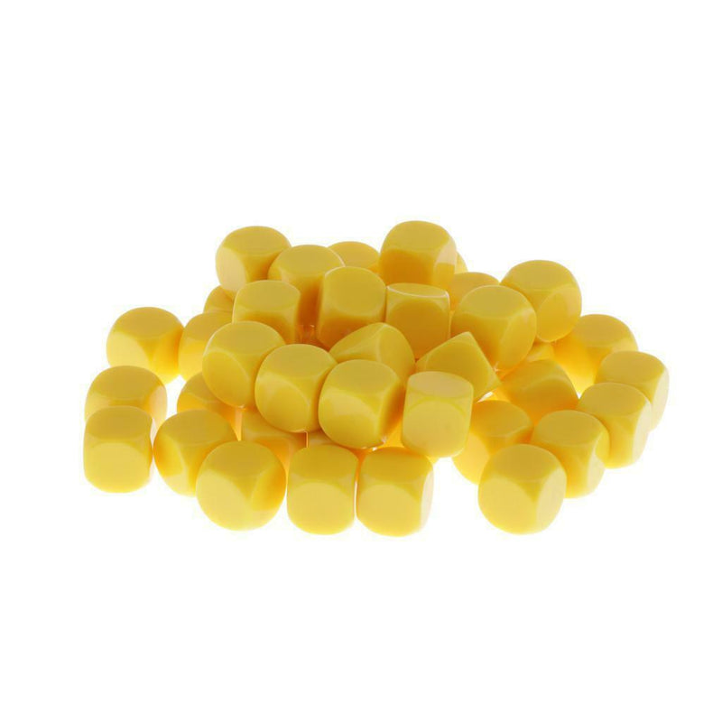 50pcs Round Edge Blank Dices D6 Six Sided RPG Gaming Dice Gift Yellow