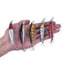 5pcs Fishing Bass Lures Diving Crankbait Minnow Bait Crank Baits Hook Tackl@