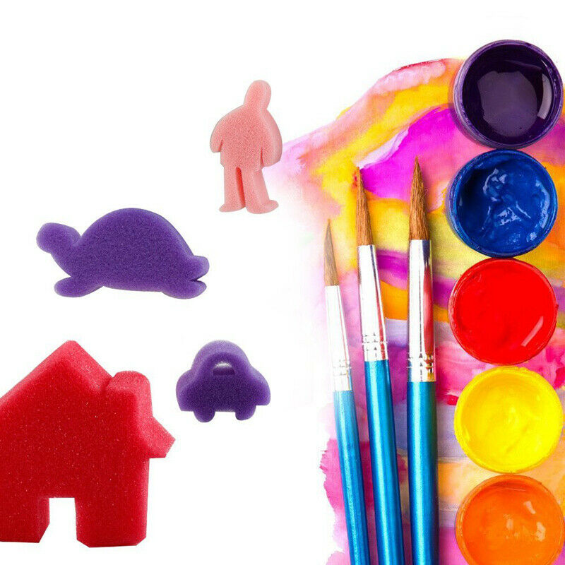 Early Learning Mini Flower Sponge Painting Brushes Craft Brushes Set for Ki Q4A5