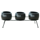 Set Of 3 Cement Succulent Planter Pots Round Flower Pot Black Flower Plante