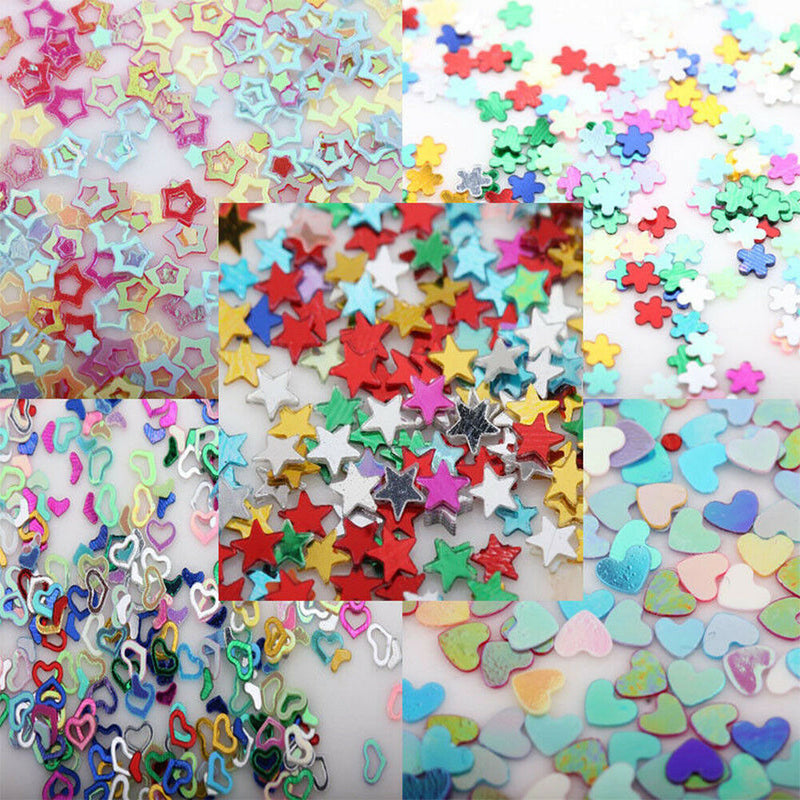 5000Pcs Mixed Nail Art DIY Glitter Heart Star Flower Sequins Stickers Decals 3mm