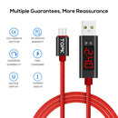LED Display Voltage/Current Smartphone Micro USB Data Sync Cable Red 39inch
