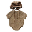 Kids Romper Baby Jumpsuit Bodysuit with Hat Knitting Sweater Photo Props