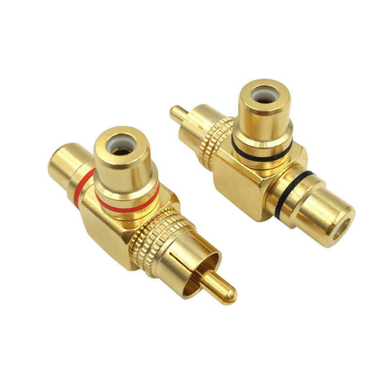 2Pcs RCA Audio Splitter Plug Socket RCA Adapter Converter 1 Male to 2 Female