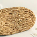 Women Summer Weave Straw Beach Shoulder Bucket Handbags Tote(Beige)