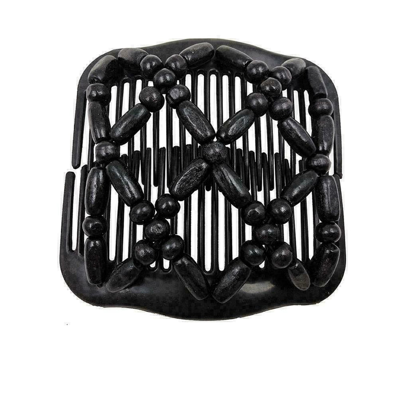 Women Magic Variety Hair Comb Imitation Wood Double Row M9S4 In Bead Change Y7Q4