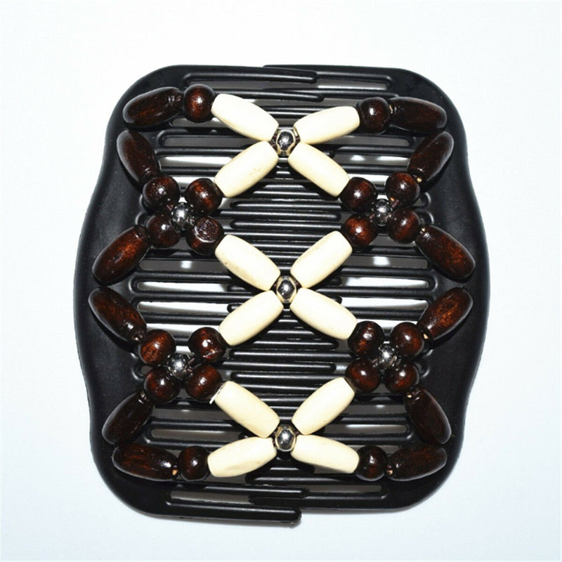 1pc Magic Butterfly Shape Wood Beads Stretchy Hair Styling Slide Clip Updo Combs