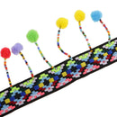 2pcs Pom Pom Ball Tassel Fringe Trim Jacquard Ribbon Sewing Appliques Craft