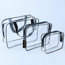 Hot 3pcs Clear Cosmetic Toiletry PVC Travel Wash Makeup Bag  Black A