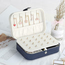 Korean Girls Stud Earrings Plate Jewelry Box Ring Storage Box (Dark Blue) A