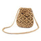 Woven Shoulder Drawstring Bucket Handbags Women Crossbody Bag (Light Brown)