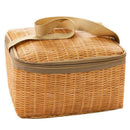 Portable Insulated Thermal Cooler Lunch Box Canvas Imitation Rattan Picnic Bag