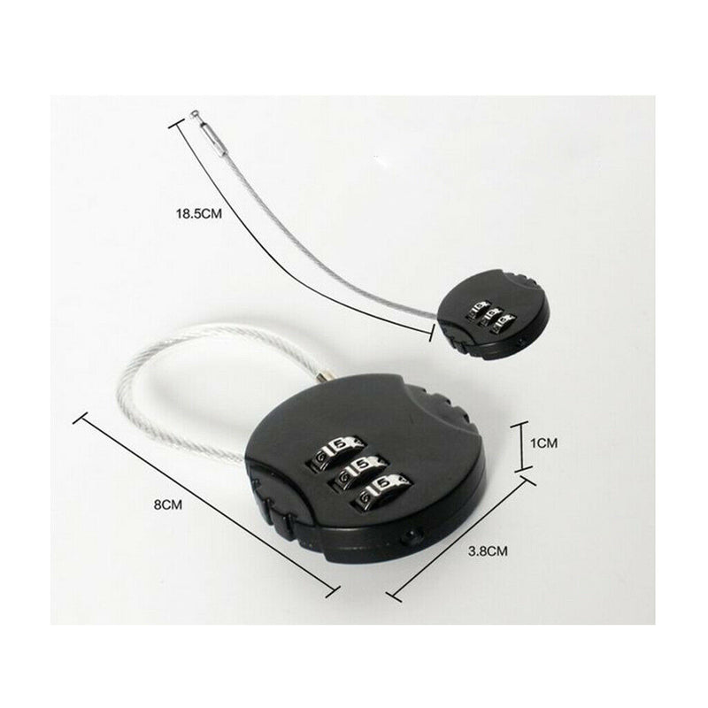 Luggage Travel Suitcase Bag Lock Padlock Reset Cable Lock for Suitcase Travel