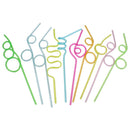 Set Of 10 Mixed Color Creative Curly  Drinking Straws Kids