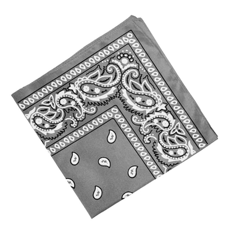 Unisex Cotton Paisley Print Cowboy Bandana Head Wrap Wristband Kerchief Gray