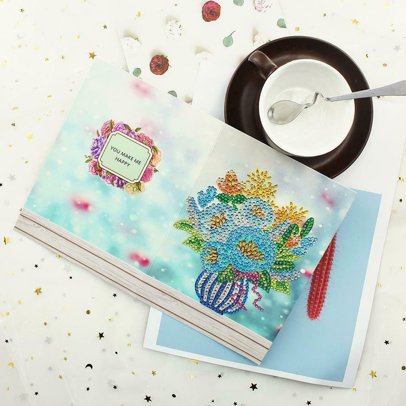6pcs 5D DIY Special-shaped Diamond Painting Birthday Greeting Cards Gift