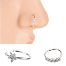 5Pcs Star Crystal Nose Ring Hoop Studs Chic Handmade Fashion Charm Jewelry