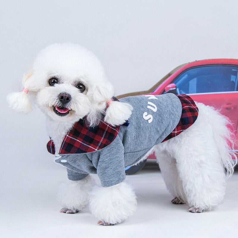 Dog Autumn Winter Warm Cotton Coat For Small Medium Dogs Puppies Red-L