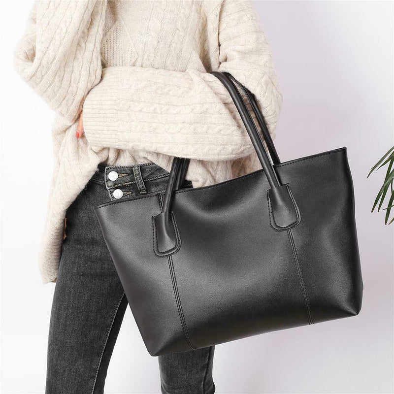 5pcs/set Leather Women Shoulder Bag Pure Color Large Handbag Clutch Card Holder