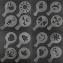 5X(Various Themes 16pcs Coffee Stencils, Frosted Transparent Coffee Decora S8M5)