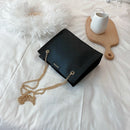 Lattice Pattern Women Shoulder Handbag Leather Chain Crossbody Bag (Black)