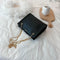 Lattice Pattern Women Shoulder Handbag Leather Chain Crossbody Bag (Black)