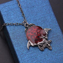Red Crystal Vampire Gothic Bat Pendant Halloween Necklace Womens Jewelry Gi E3W9