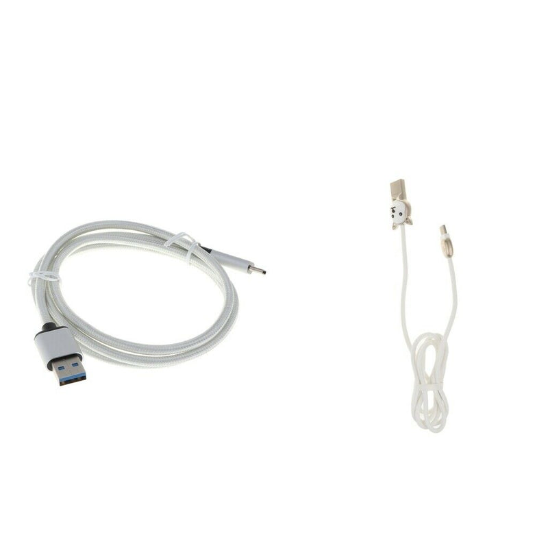USB Android Charging Cord TPE Data Sync Quick Charger Cable White+ Nylon Braided
