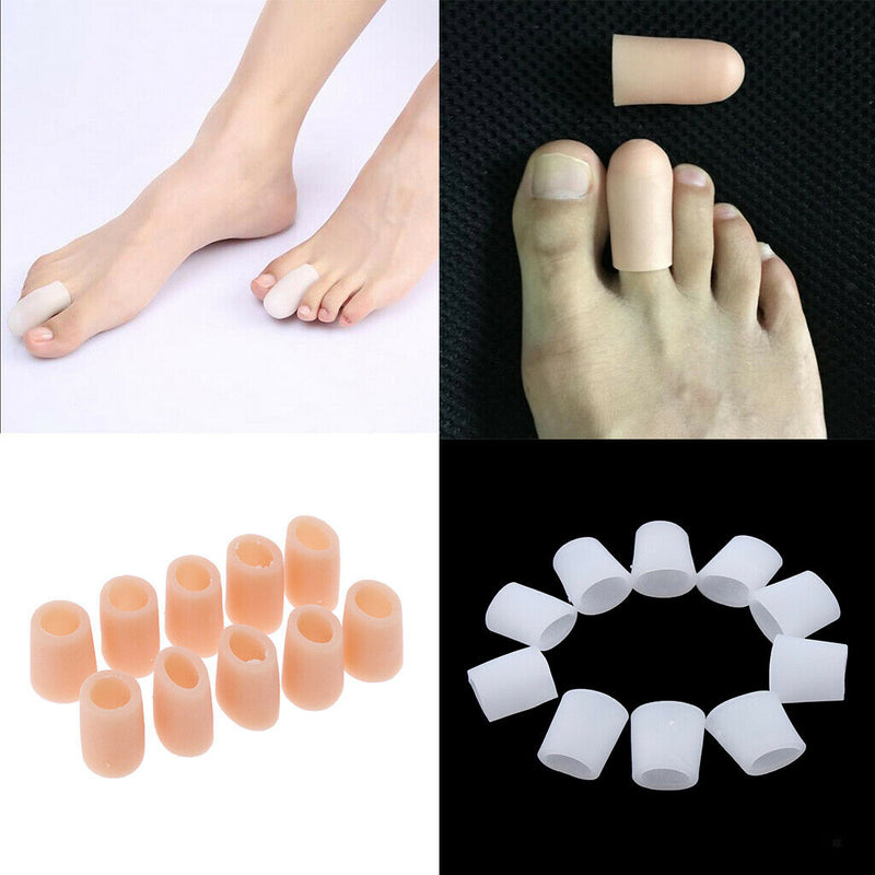 Pack of 10 Pairs, Silicone Toe Tube Sleeves Cushions Protectors for Feet Corn
