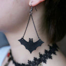 Halloween Bat Earrings Black Drop Dangle Ear Hook Women Girl's Punk Jewelry Gift