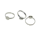 10mm Round Ring Base DIY Adjustable Blank Ring For Jewelry Making, 100/Pack