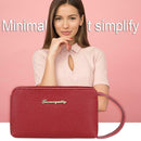 Women Handbag Leather Solid Color Money Purse Wrist Pocket Clutch (Red)