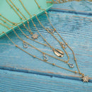 Boho Shell Crystal Pendant Necklace Women Sweater Clavicle Chain Jewelry