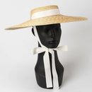 Wide Brim Boater Hat 15Cm Brim Straw Hat Flat Women Kentucky Derby Hat Whit