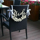 2pcs Wooden Bride Groom Chair Signs with Wheat Wedding Chair Hanging Decora