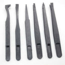 6PC Precision Tweezer Set Plastic Anti Static Tool Kit Size 1/2/3/5/6/8 Black^^