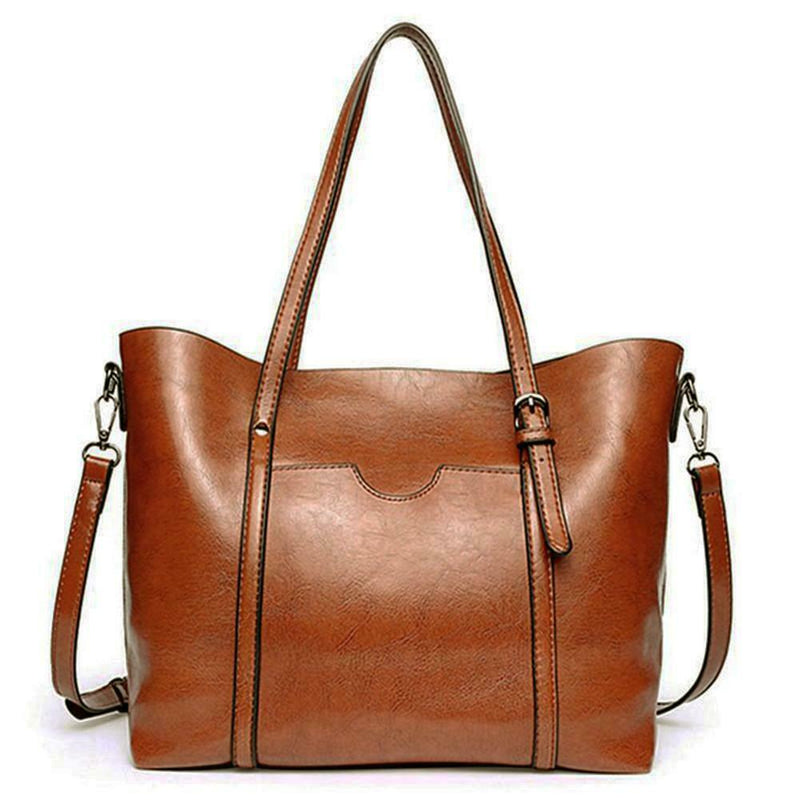 Women Leather Shoulder Crossbody Bag Large Capacity Handbag (Light Brown) A