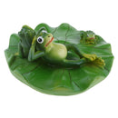 2x Artificial Pond Lily Floating Plant With Frog Ornament Family Rowing
