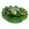 2x Artificial Pond Lily Floating Plant With Frog Ornament Family Rowing