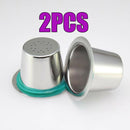 2x Refillable Coffee Capsule Cups  For Nespresso Machines Reusable Filter