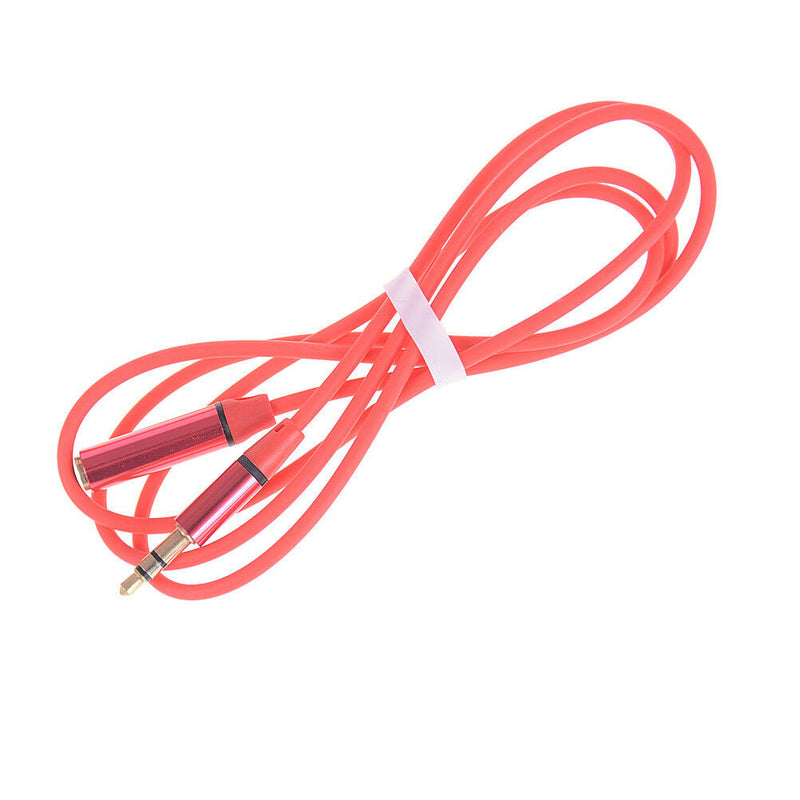 Red 3.5mm 4 Pole Male Female headphone earphone Extension Cable Audio Adapter JR
