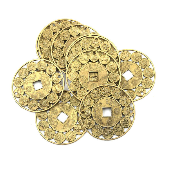2Pcs Auspicious Chinese Zodiac Feng Shui Coin Good Luck Prosperous Protection OZ
