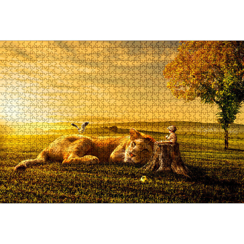 1000pcs Lion and Boy Puzzles Assemble Picture Jigsaw for Kids Birthday Gift
